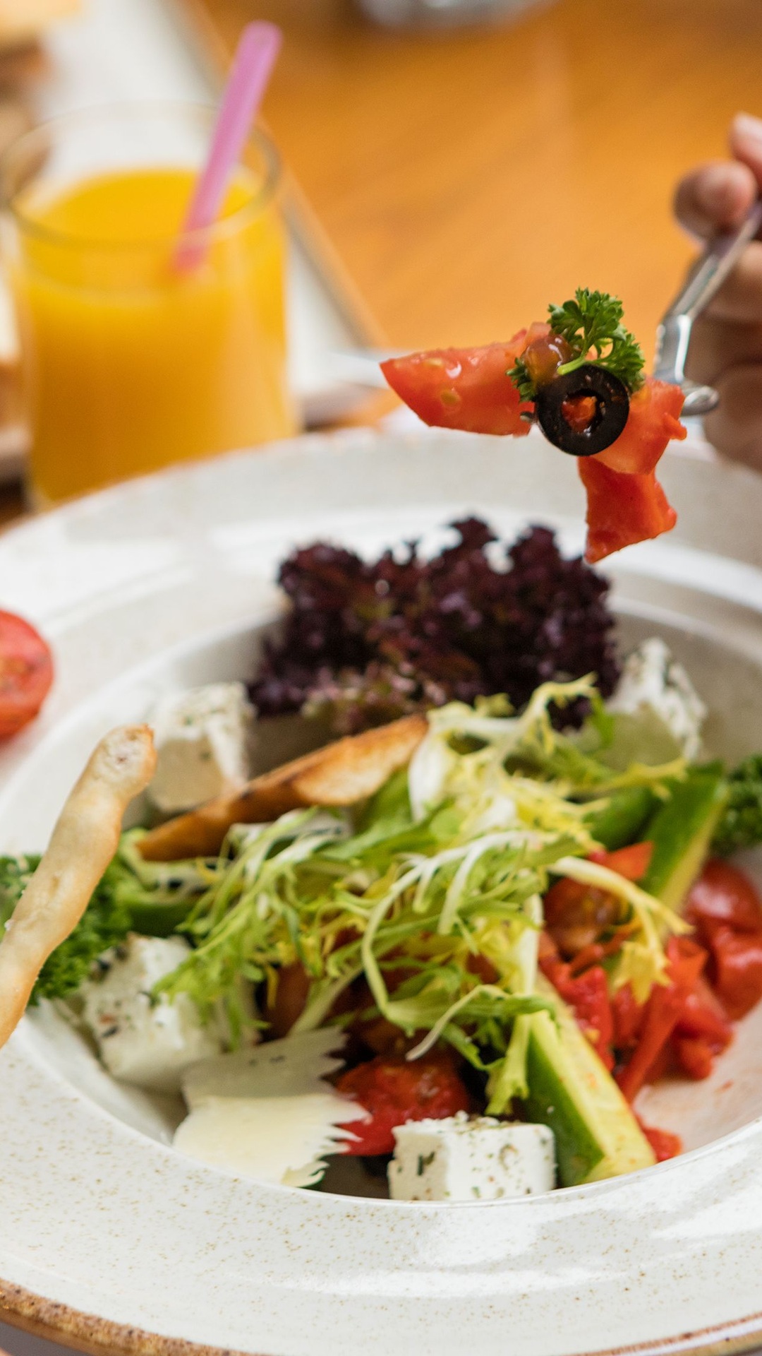 Salad at table